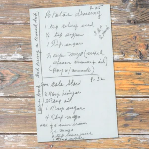 Handwritten recipe for Potato Dressing