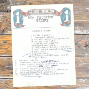 Printed recipe for Potato Soup