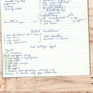Handwritten recipe for Red Cabbage and Apple