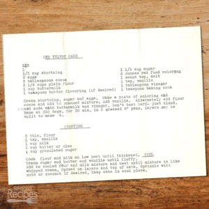 Typed recipe for Red Velvet Cake