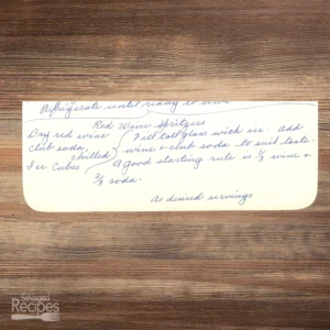 Handwritten recipe for Red Wine Spritzers