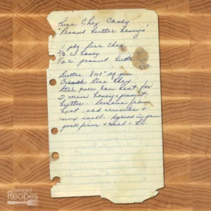 Handwritten recipe for Rice Chex Candy