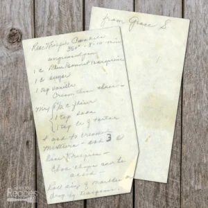 Handwritten recipe for Rice Krispie Cookies from Grace