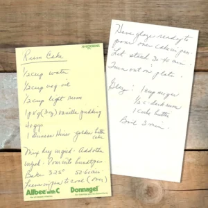 Handwritten recipe for Rum Cake