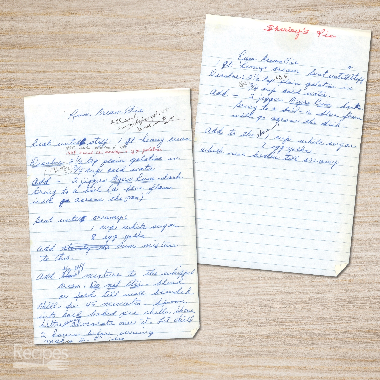 Rum Cream Pie with Whipped Cream Filling from Shirley