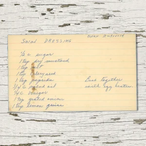 Handwritten recipe card for Salad Dressing
