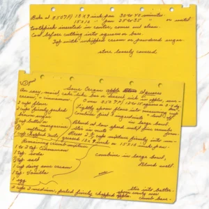 Handwritten recipe for Sour Cream Apple Squares
