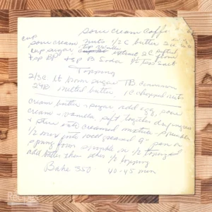 Handwritten recipe for Sour Cream Coffee Cake