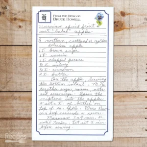 Handwritten recipe for Spiced Fruit Nut Baked Apples