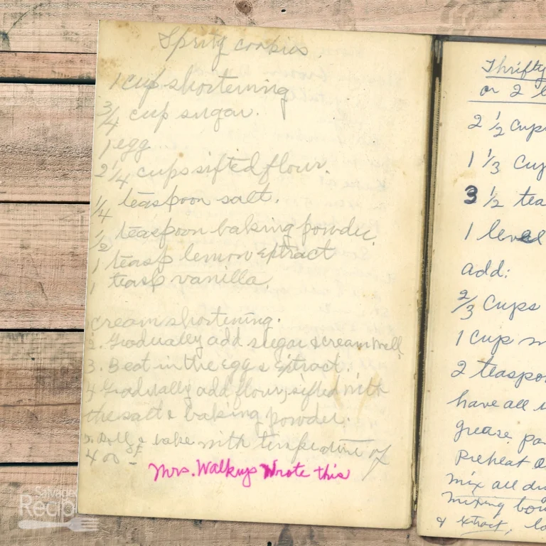 Handwritten recipe for Spritz Cookies