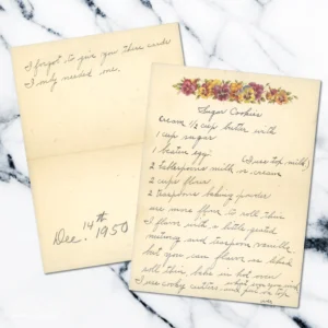 Handwritten recipe for Sugar Cookies