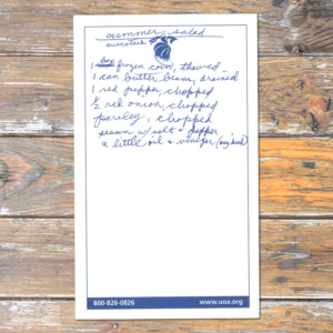 Handwritten recipe for Summer Salad Succotash