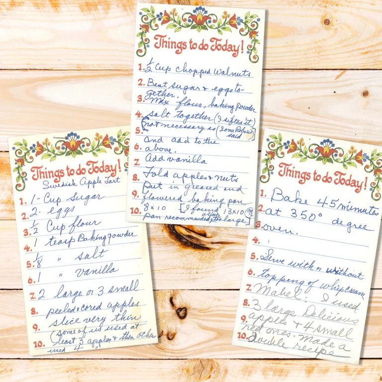 Handwritten recipe for Swedish Apple Tart