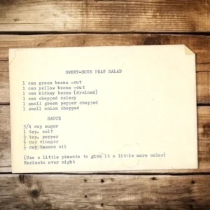 Typed recipe for Sweet-Sour Bean Salad