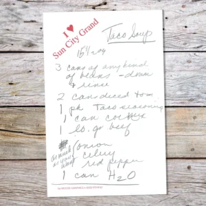 Handwritten recipe for Taco Soup