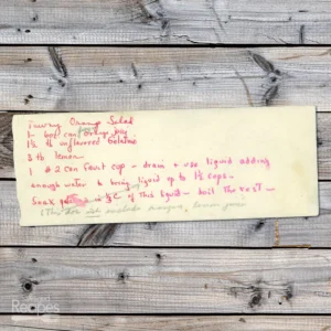 Handwritten recipe for Tawny Orange Salad