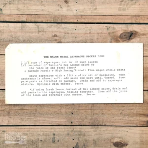 Typed recipe for The Wagon Wheel Asparagus Spokes Dish