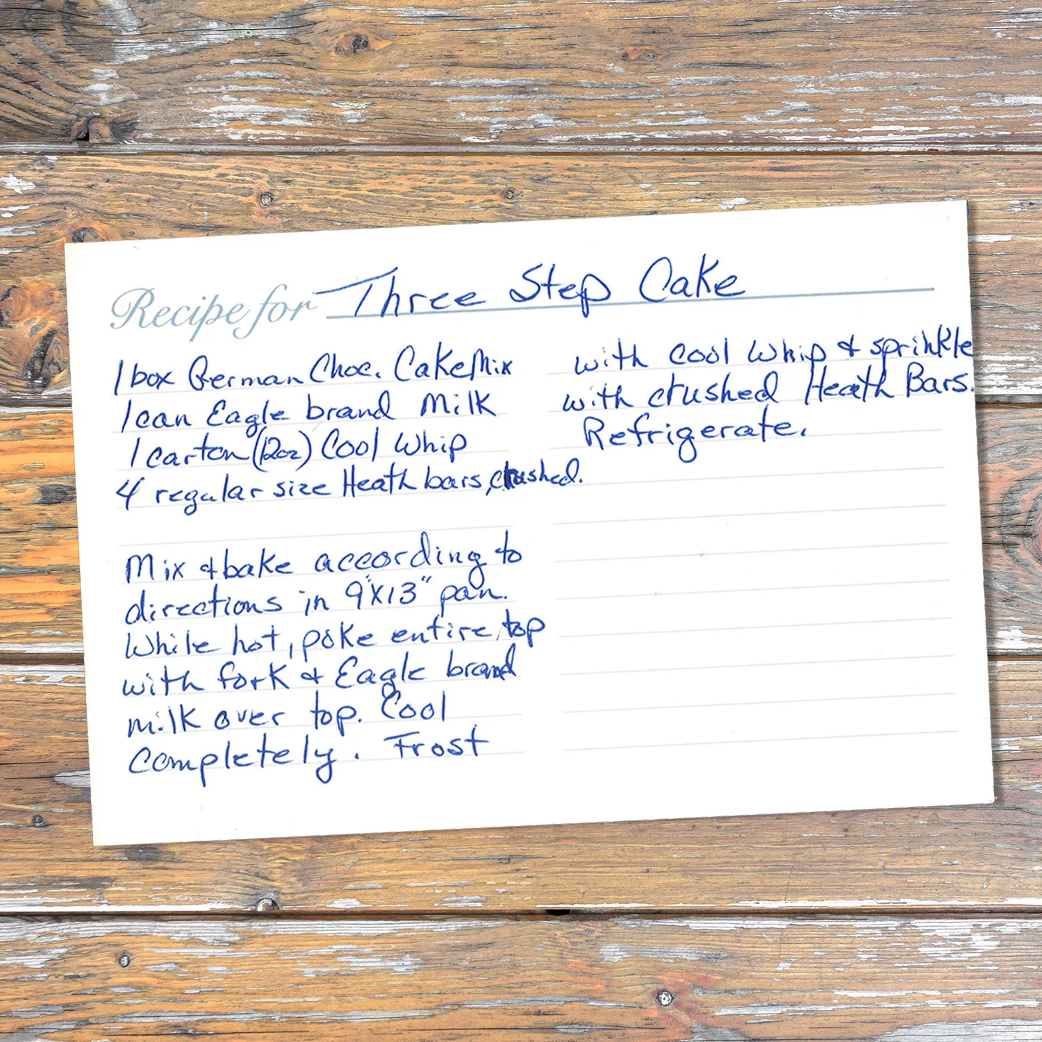 Three Step Cake with Cool Whip and Sweetened Condensed Milk