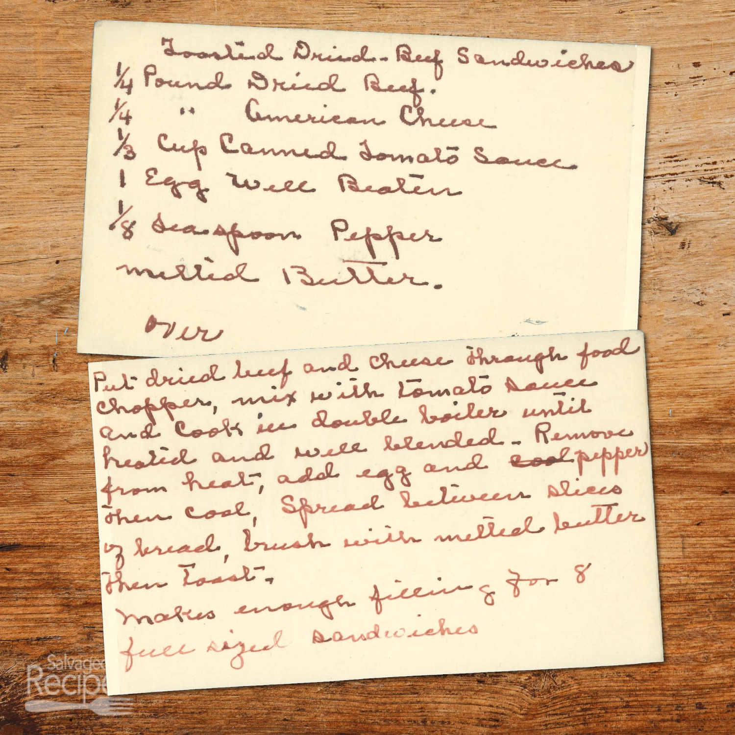 Toasted Dried Beef and Cheese Sandwiches with Tomato Sauce Filling