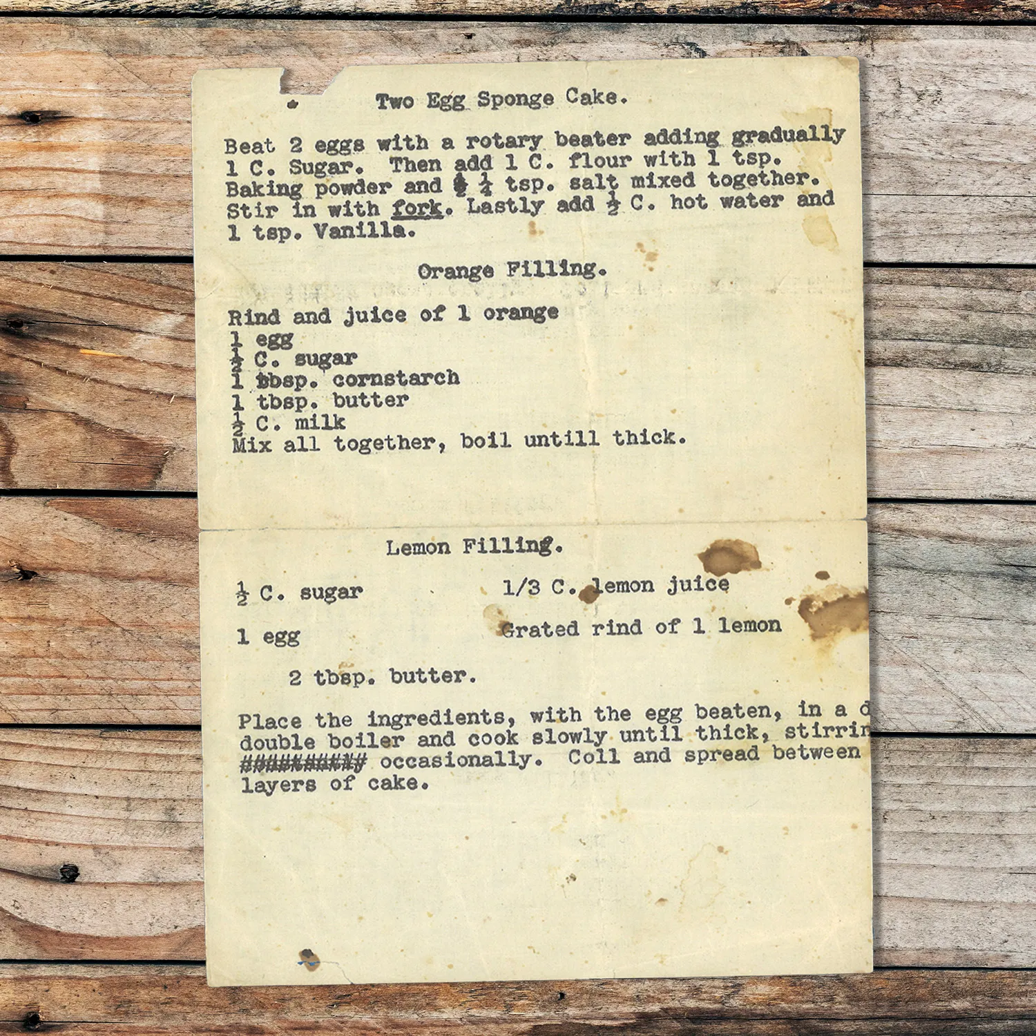 Typed recipe for Two Egg Sponge Cake