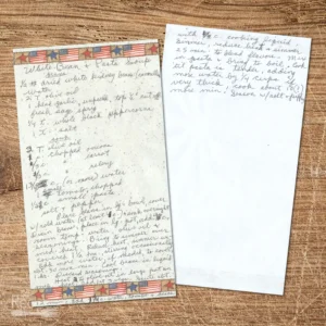 Handwritten recipe for White Bean and Pasta Soup