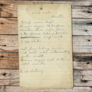 Handwritten recipe for White Cake