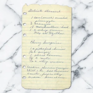 Handwritten recipe for Cherry Surprise
