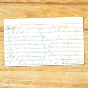 Handwritten recipe card for Chicken Wings