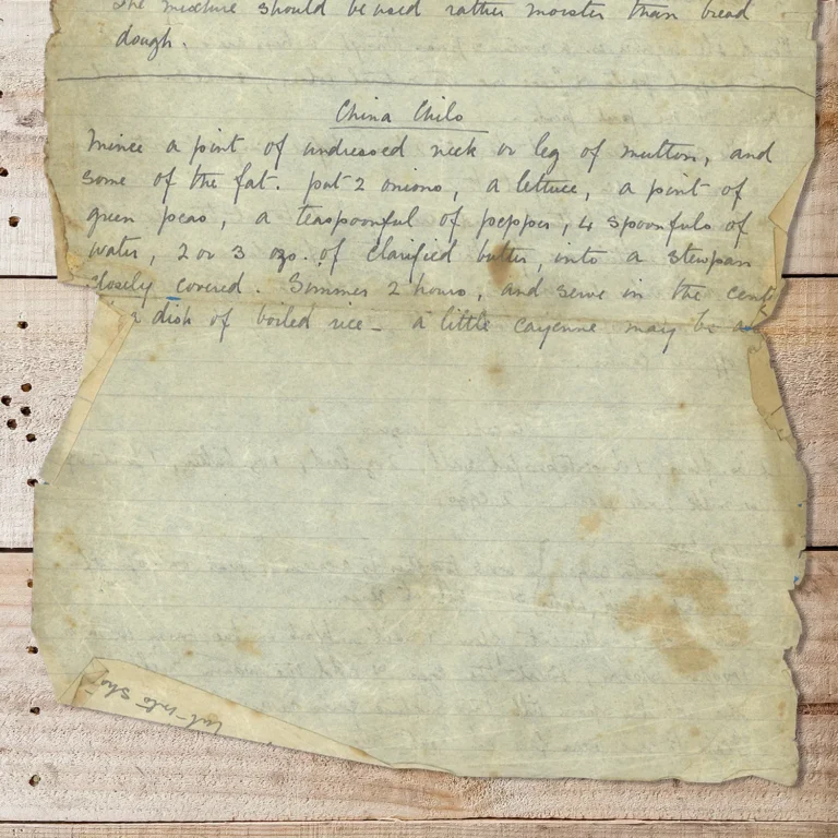 Handwritten recipe for Chinese Chili
