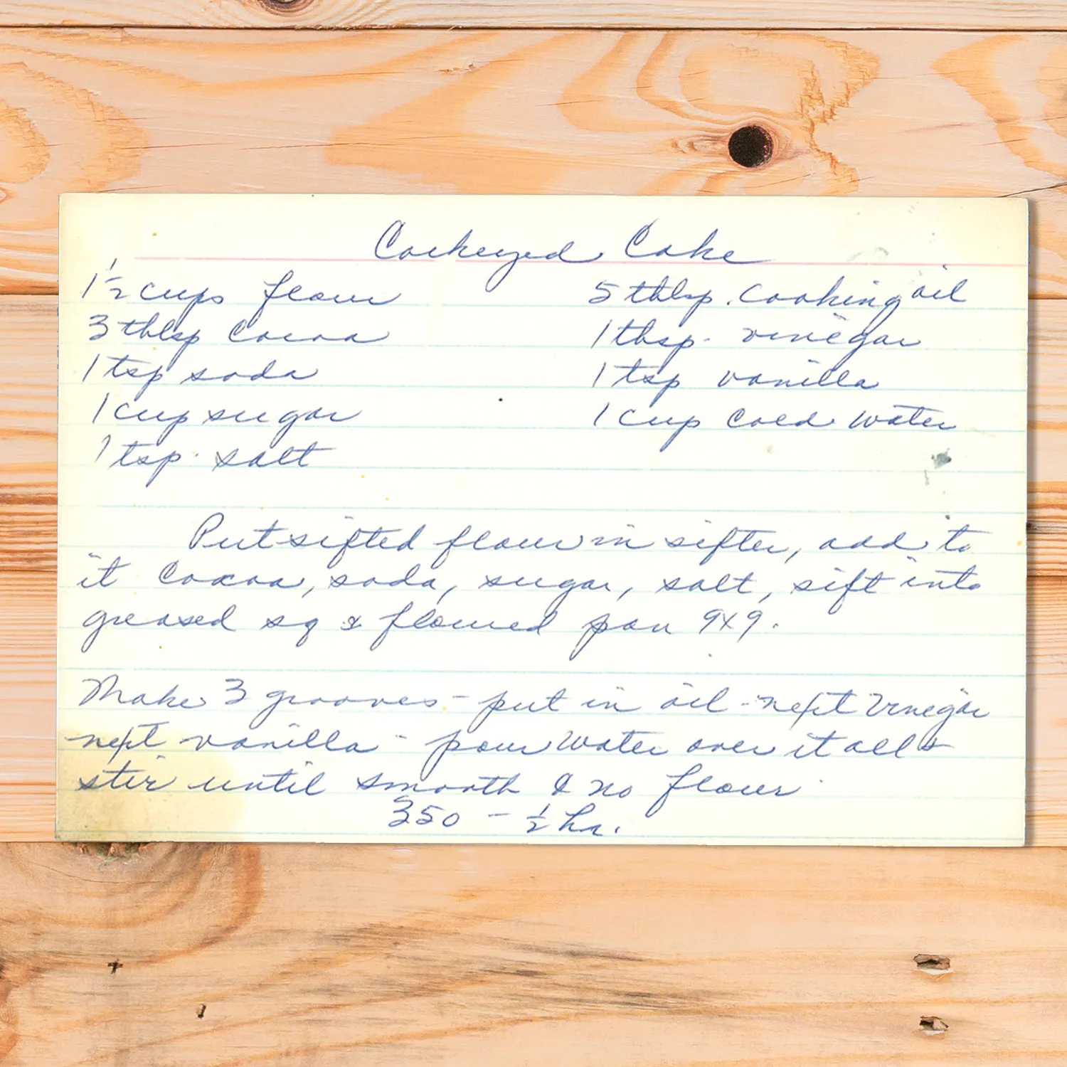 Vintage Cockeyed Chocolate Cake