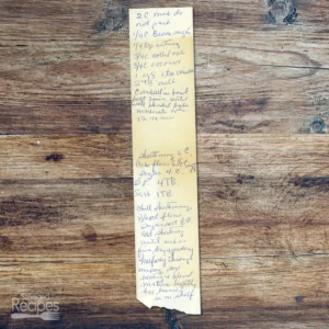 Handwritten recipe for Coconut Oat Cookies