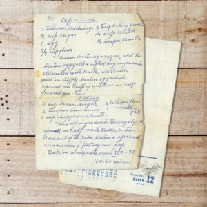 Handwritten recipe for Coffee Cake