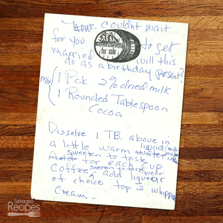 Handwritten recipe for Coffee Drink