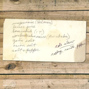 Handwritten recipe card for Coleslaw