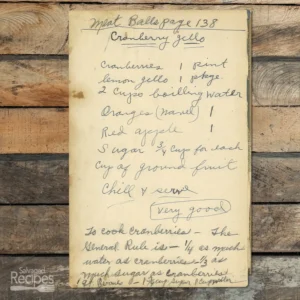 Handwritten recipe for Cranberry Jello