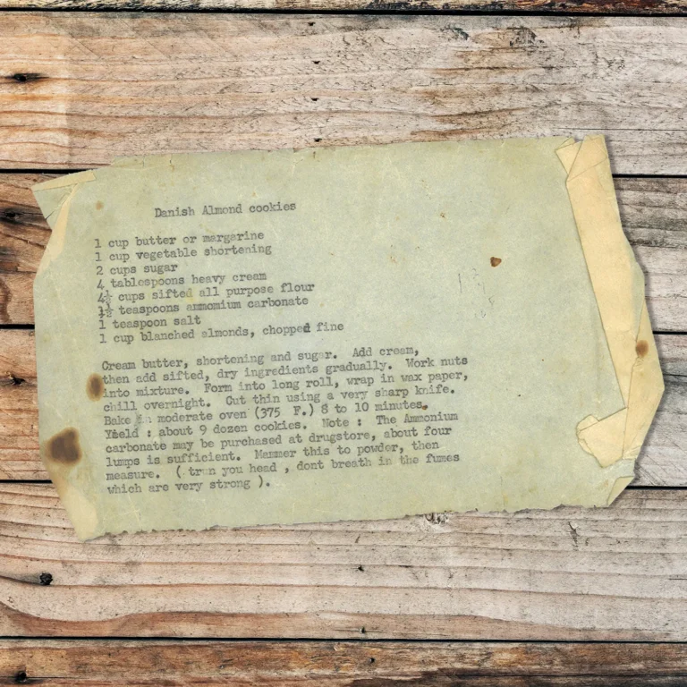 Typed recipe for Danish Almond Cookies