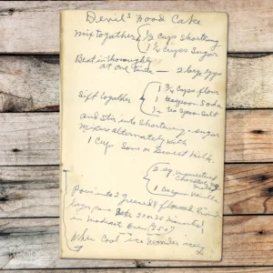 Handwritten recipe for Devil's Food Cake