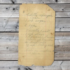 Handwritten recipe for Edith's Sponge Cake