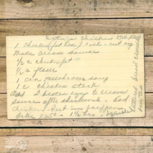 Handwritten recipe for Ester's Chicken
