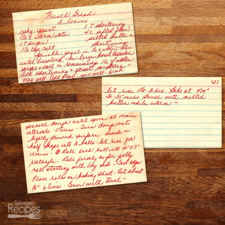 Handwritten recipe card for French Bread