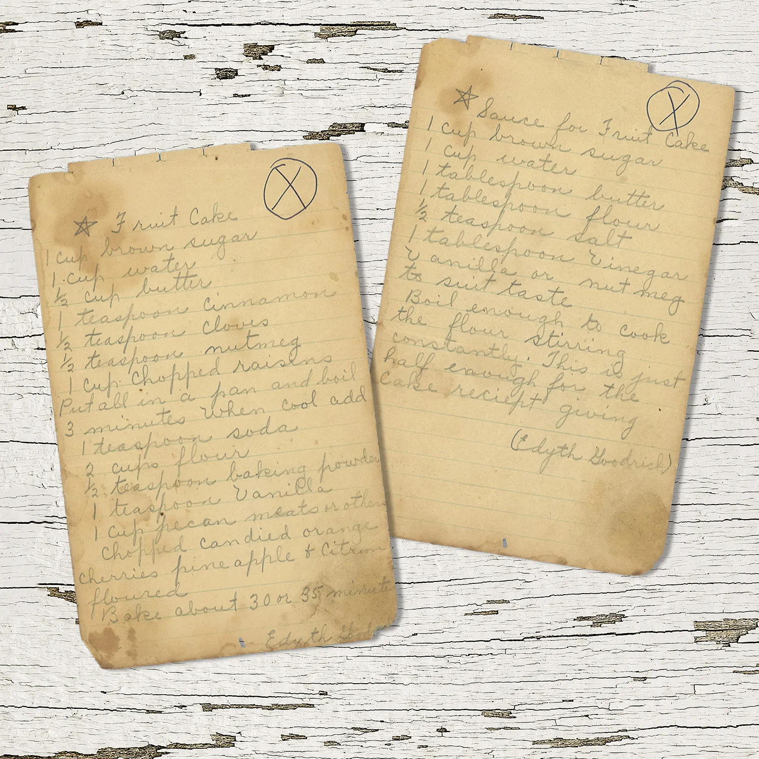 Handwritten recipe for Fruit Cake