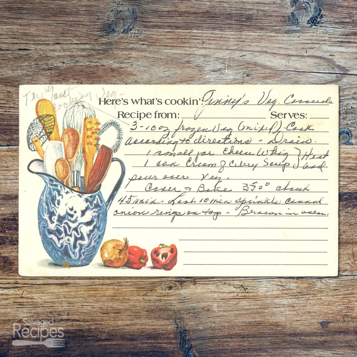 Ginny’s Veggie Casserole with Cheese & Crispy Onions