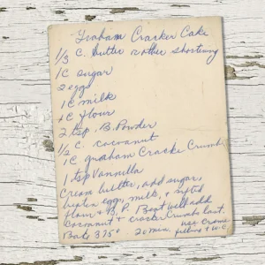 Handwritten recipe for Graham Cracker Cake