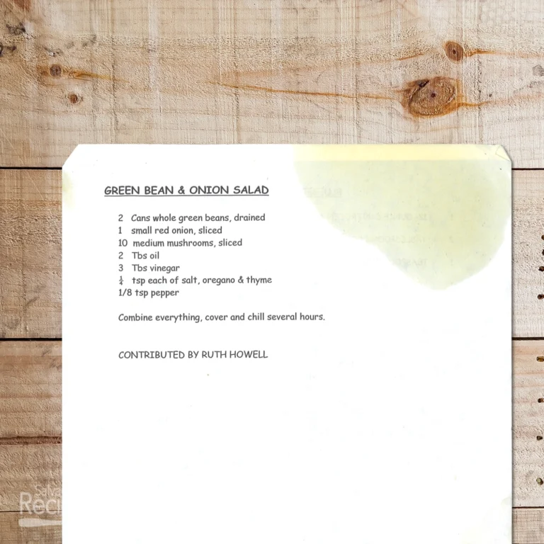 Typed recipe for Green Bean and Onion Salad