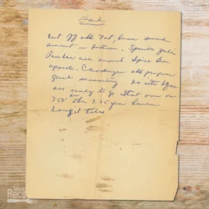Handwritten recipe for Lamb