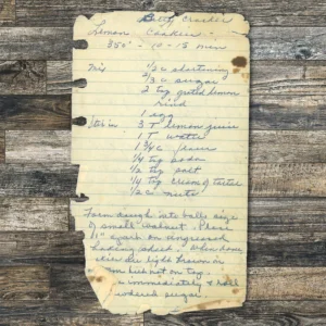 Handwritten recipe for Lemon Cookies