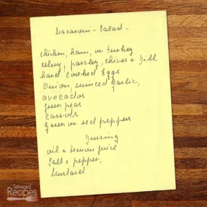 Handwritten recipe for Macaroni Salad
