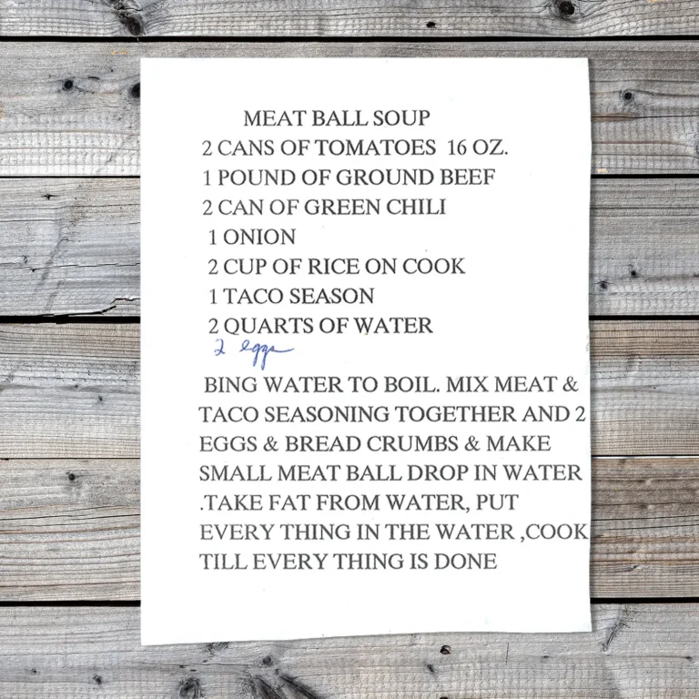 Typed recipe for Meatball Soup
