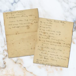 Handwritten recipe for Mocha Devil Cake