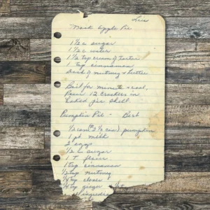 Handwritten recipe for Mock Apple Pie